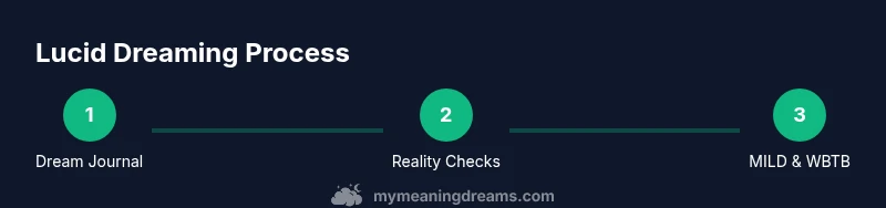 Process diagram showing journaling, reality checks, and induction techniques for lucid dreaming
