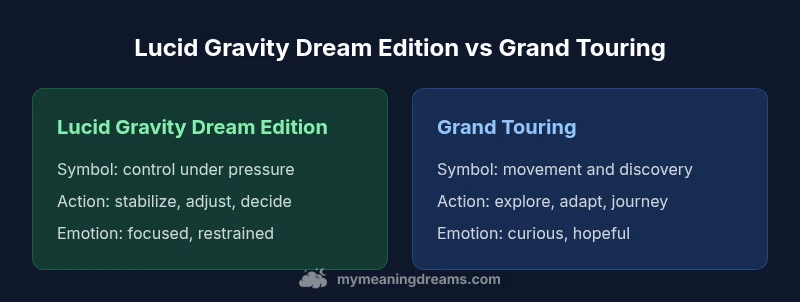 Comparison infographic showing Lucid Gravity Dream Edition vs Grand Touring dream motifs
