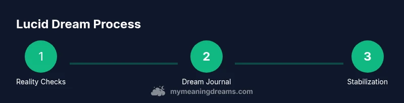 Process infographic showing steps to lucid dreaming