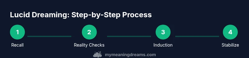 Infographic showing four steps to lucid dreaming